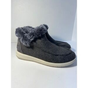 Makalu California Grey Faux Fur Lined Ankle Boots Women's Size 6 Slip On Cozy